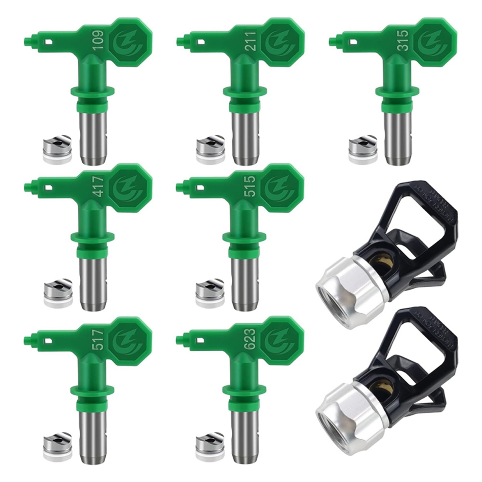 7Pcs Airless Sprayer Tips Reversible Nozzle Tips With 2Pcs Tip Guards 4711175580193