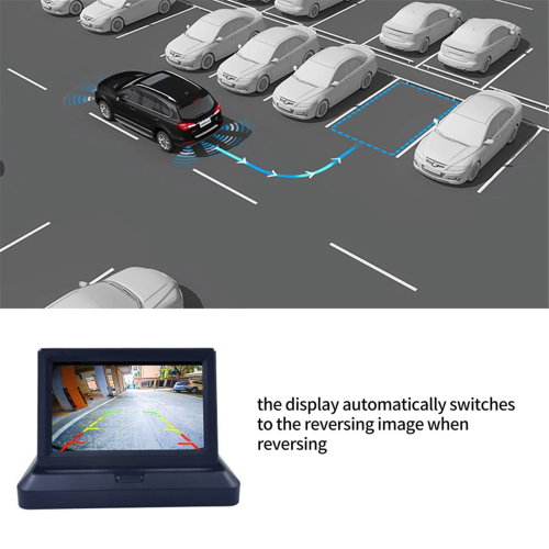 Monitor de visão traseira dobrável de 5 polegadas com câmera de ré, monitor de carro 2