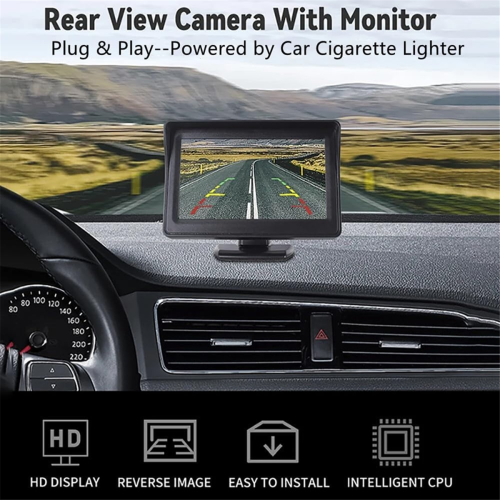 Câmera de ré com monitor de 4,3 polegadas para carro e caminhão 2