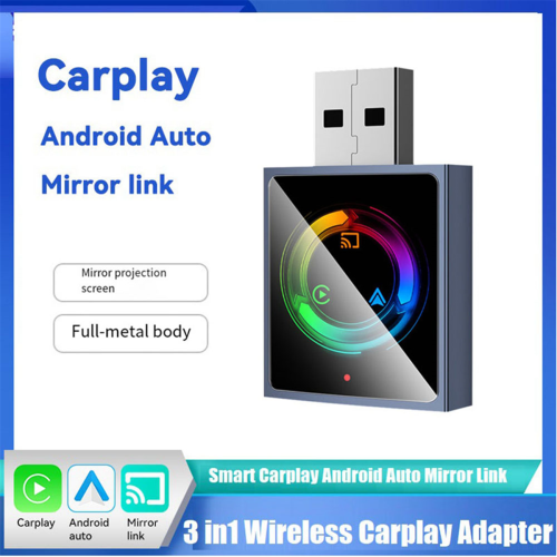 Adaptor Carplay wireless 3 în 1, dongle USB, link pentru oglindă 1