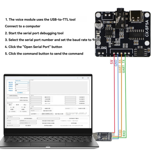 SF5A Seriel port MP3-stemmechipmodul Stemmeudsendelse Brugerdefineret 2
