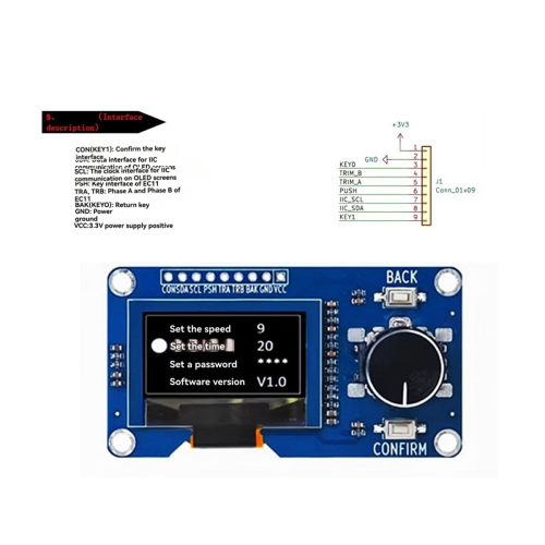 0,96 tommer OLED-displaymodul med knap EC11 roterende encoder 2