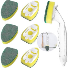 Dish Wand Sponge - Dishwashing Sponge Scrubber with 1 Dish Brush & 7 Refill Replacement Sponge Heads, Reusable Kitchen Cleaning Sponges, Cleaning