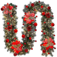 70% Off -70% Off -christmas Wreath with Led Fairy Lights - 270 Cm - Artificial Christmas Wreath - Christmas Decoration - Indoor And Outdoor Door Wreat