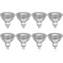Pack Of 8 Halogen Bulbs Gu5.3 Mr16 35w 12v Dimmable - Warm White 2800k, 400 Lumens, Glass Cover Fi
