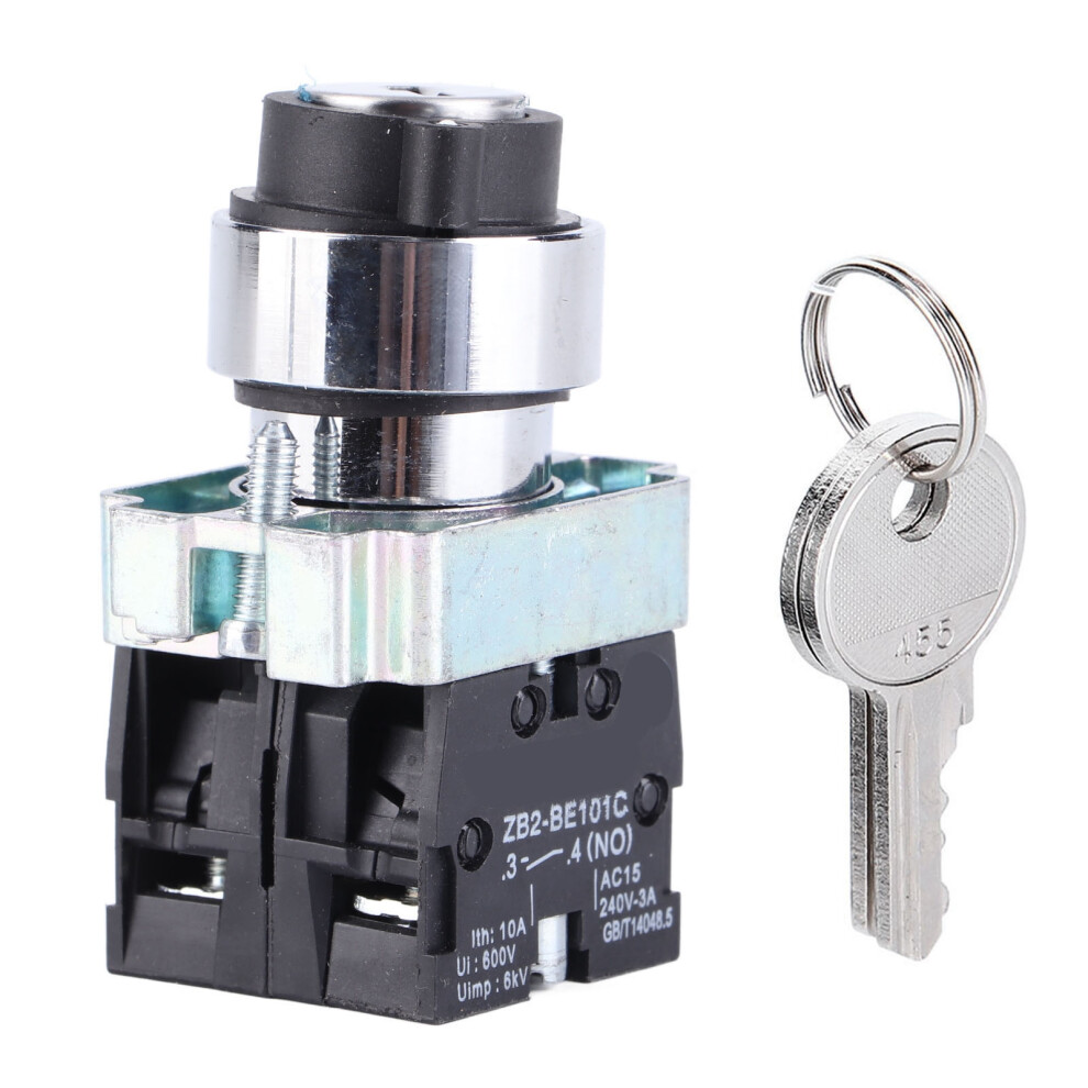 2 Position Key Switch Self‑Reset Power Lock Silver