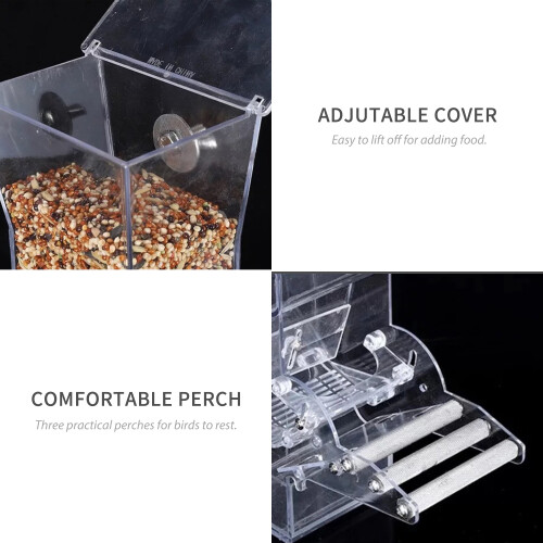 Transparenterhängnder Vogelfutterspender mit Sitzstangen, 7*7,5*21 cm