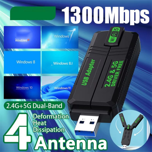 Adaptor USB WiFi Wifi5 1300Mbps, placă wireless de mare viteză USB 3.0 1