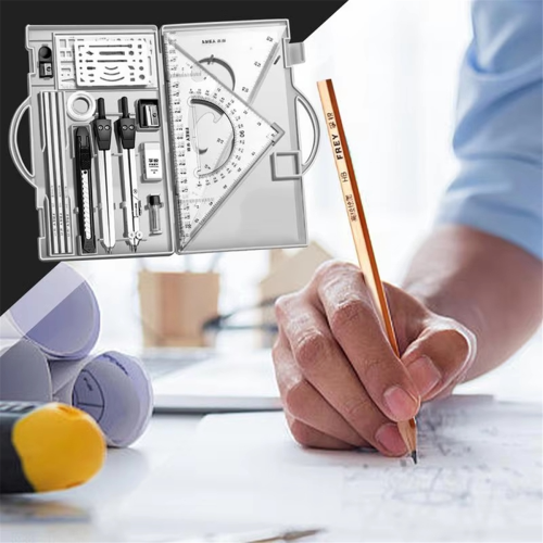 Σετ σχεδίασης μεταλλικοί χάρακες και πυξίδες σετ γεωμετρίας πράσινο 1