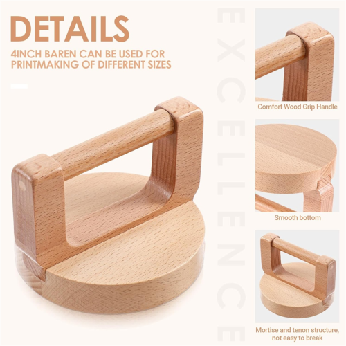 Kit de impressão em bloco com 4 unidades, ferramentas de linóleo impressas à mão de 4 polegadas, 1