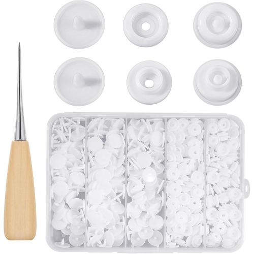 100 Sets T5 Plastic Snaps, White T5 Plastic Snaps No Need Tools