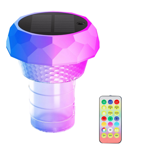 Czemo Doseur flottant pour piscine - Grand flotteur pour tablettes de chlore - Doseur de chlore pour piscine avec éclairage LED - Flotteur de chlore avec télécommande