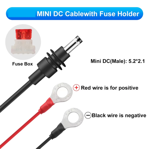 Για μίνι καλώδιο τροφοδοσίας, DIY 16AWG, υποδοχή ασφάλειας επέκτασης, βύσμα DC 2