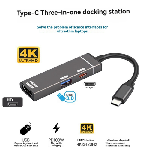 Type-C HUB Dockingstation 4K@120Hz - Kompatibel PD100W 2