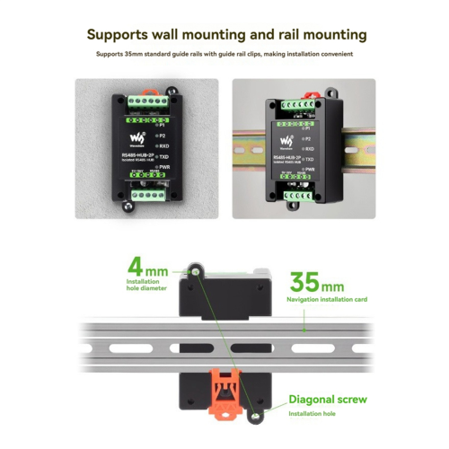 Industriell isolert 2-kanals RS485 Hub-repeater 2