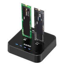 Carcasă SSD M.2 NVMe/AHCI cu două compartimente, USB 3.0 Tip-C, priză UE