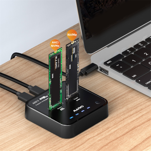 Carcasă SSD M.2 NVMe/AHCI cu două compartimente, USB 3.0 Tip-C, priză UE 1