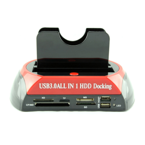 Dobbeltbås harddiskdockingstation USB 3.0 IDE 2,5 & 3,5 tommer UK-stik
