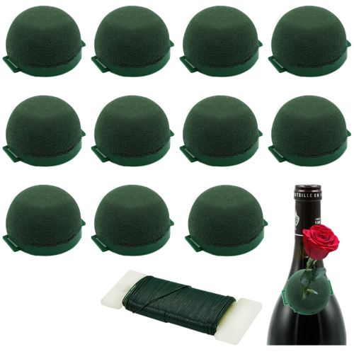 12 stuks steekschuim, groene ronde mini-bloemschuimhouder