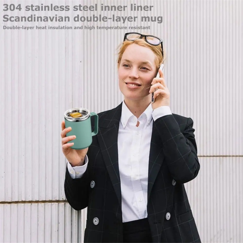 Rustfrit stålkrus med hank 450 ml dobbeltvægget rustfri stålkrus 2
