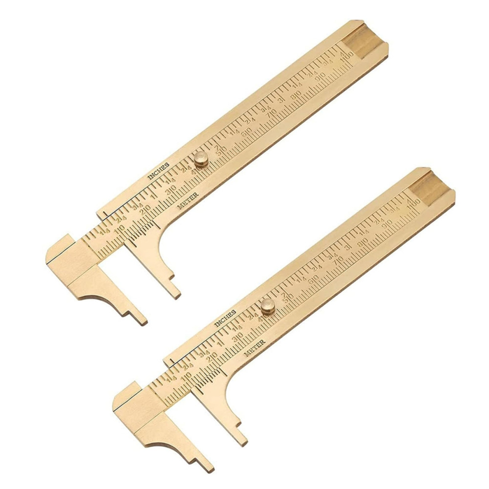 2Pcs Pocket Caliper, 100Mm Double Scale Sliding Gauge Brass Vernier 4713648095869