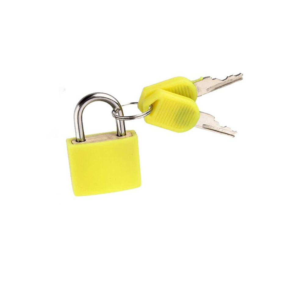 Plastic Padlock With 2 Keys - Small Yellow Brass Padlock For Toolbox, Diary, School Bag, Suitcase 6447073408281