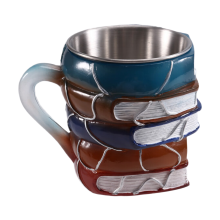 Canecas de café empilhadas com livros 3D, canecas com livros pintados, presentes colecionáveis