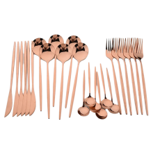 24Pcs Rose Gold Dinnerware Set Stainless Steel Tableware Set