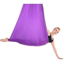 (100*280CM, Purple) Aerial Yoga Therapy Swing Set & Hammock Kit For Flexibility & Pain Relief QBB