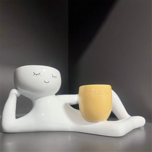 Lazy Guy Planter Resin Little Character Flowerpot Planter 1