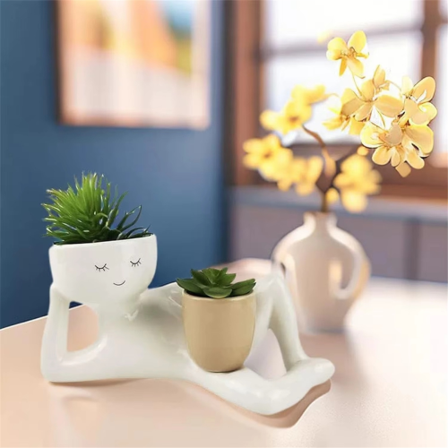 Lazy Guy Planter Resin Little Character Flowerpot Planter 2