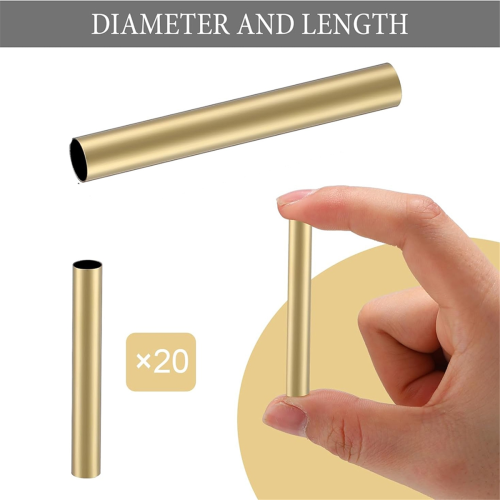 Tubo de latão de 7 mm de reposição, 2-1/32 polegadas de comprimento, pacote com 10 peças 2