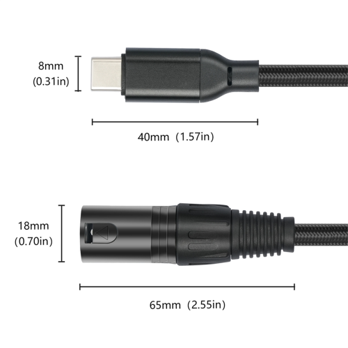 Kabel USB C na XLR, adaptér 6,6 FT XLR samec na USB C 2