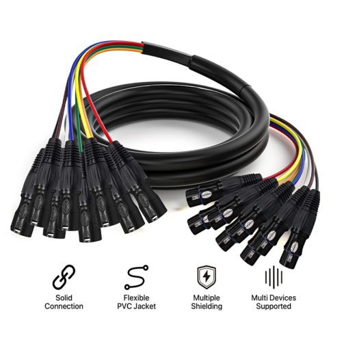 8-kanals 2m professionelt multimediekabel med 3 ben, XLR 1