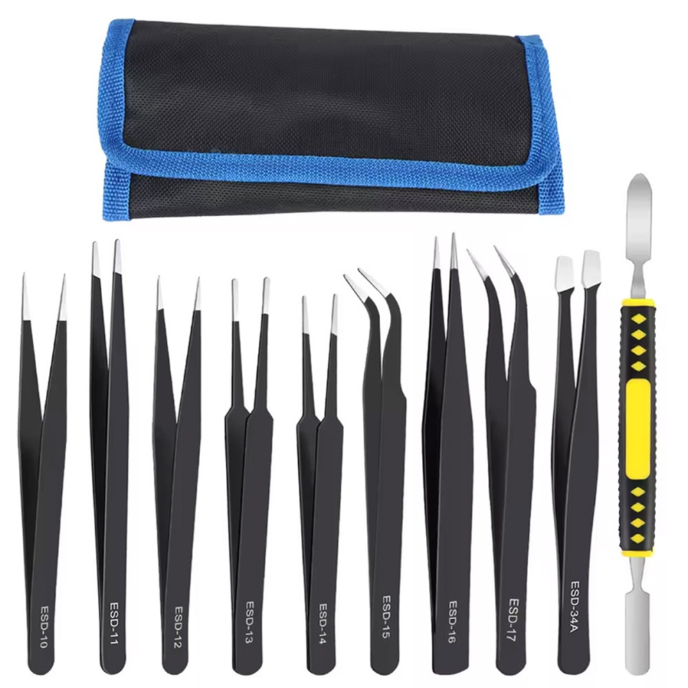 10Pcs Precision Esd Tweezers Set, Anti-Static Tools 4713648014266
