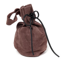 Medieval Retro Style Leather Small Belt Bag 22cm Coffee Color for Cosplay Performance Gold Coin Prop