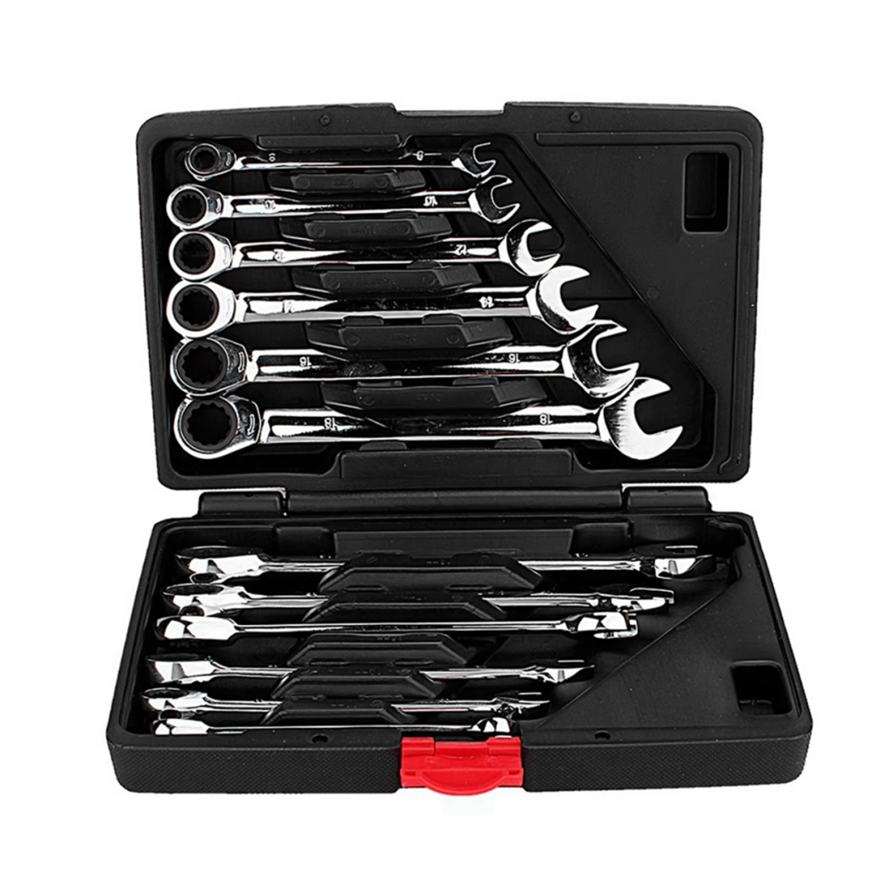 12Pcs Dual-Purpose Ratchet Wrench Fixed Wrench Hand Tool Set 72 Teeth 4713648016161