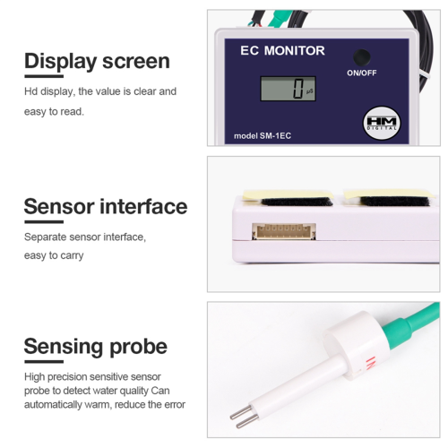 Digital online vannkvalitetstester LCD TDS/EC-måler US/PPM-deteksjon 2