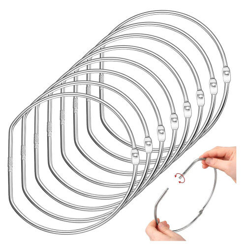 8 stk. 6" løsbladsringe til ringbind, D-formede ringbind