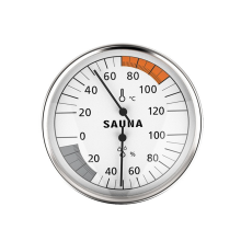 Hangende sauna-hygrometer met wijzerplaat en thermometer