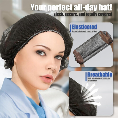 Engangs hårnet - Bulk Bouffant Caps Non-Woven hårnet sort 2