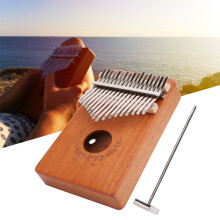 17-Tasten Mahagoni Kalimba Daumenklavier, Kleines Tragbares Instrument, Natürliche/Farbige (Marine/Nussbaum)
