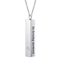 Inlaid Cremation Urn Jewelry for Pets, Ashes Necklace, Stainless Steel, Customizable Size, Elegant Design