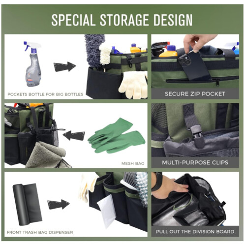 Cleaning Tools Organizer with Handle Shoulder Straps for Housekeepers 2