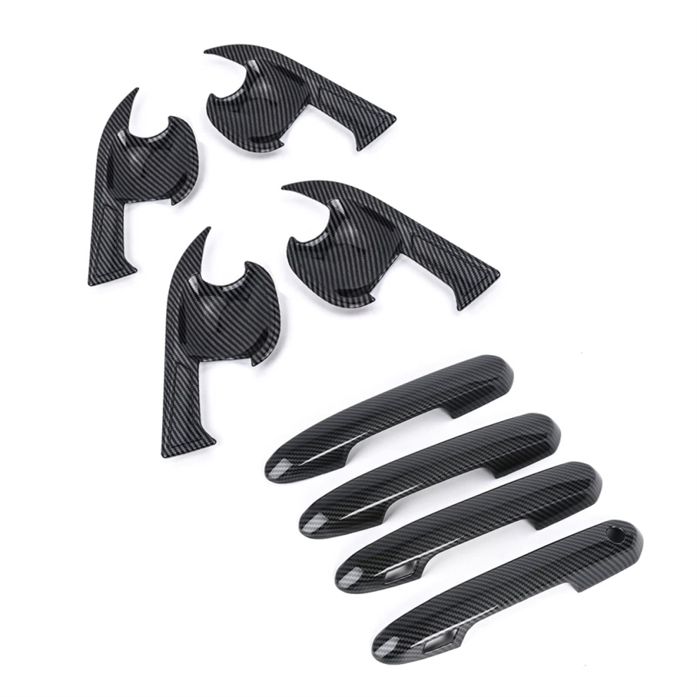 Car Exterior Door Handle Cover+Trim For Carbon Fiber Pattern 4713648035674