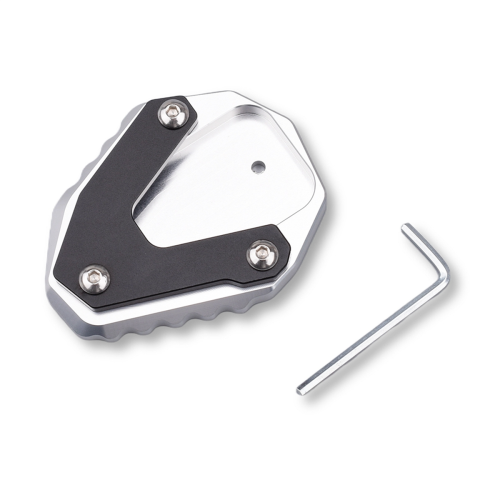 Motorcykel Kickstand Side Stand Enlarger Pad Sølv & Sort