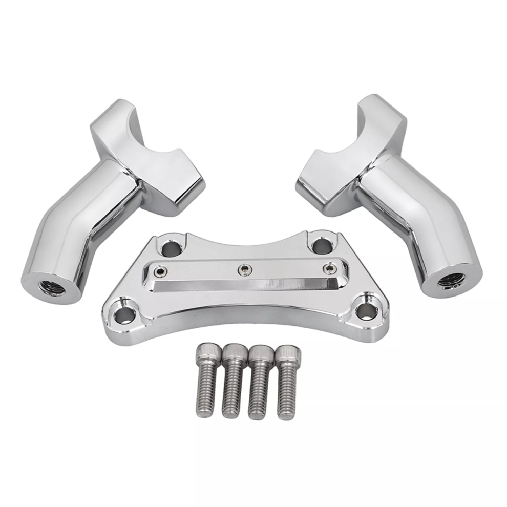 Chrome 4in Tall Pullback Handle Bar Risers Top Clamp for-image-OPC-PKBGP2Z-NEW
