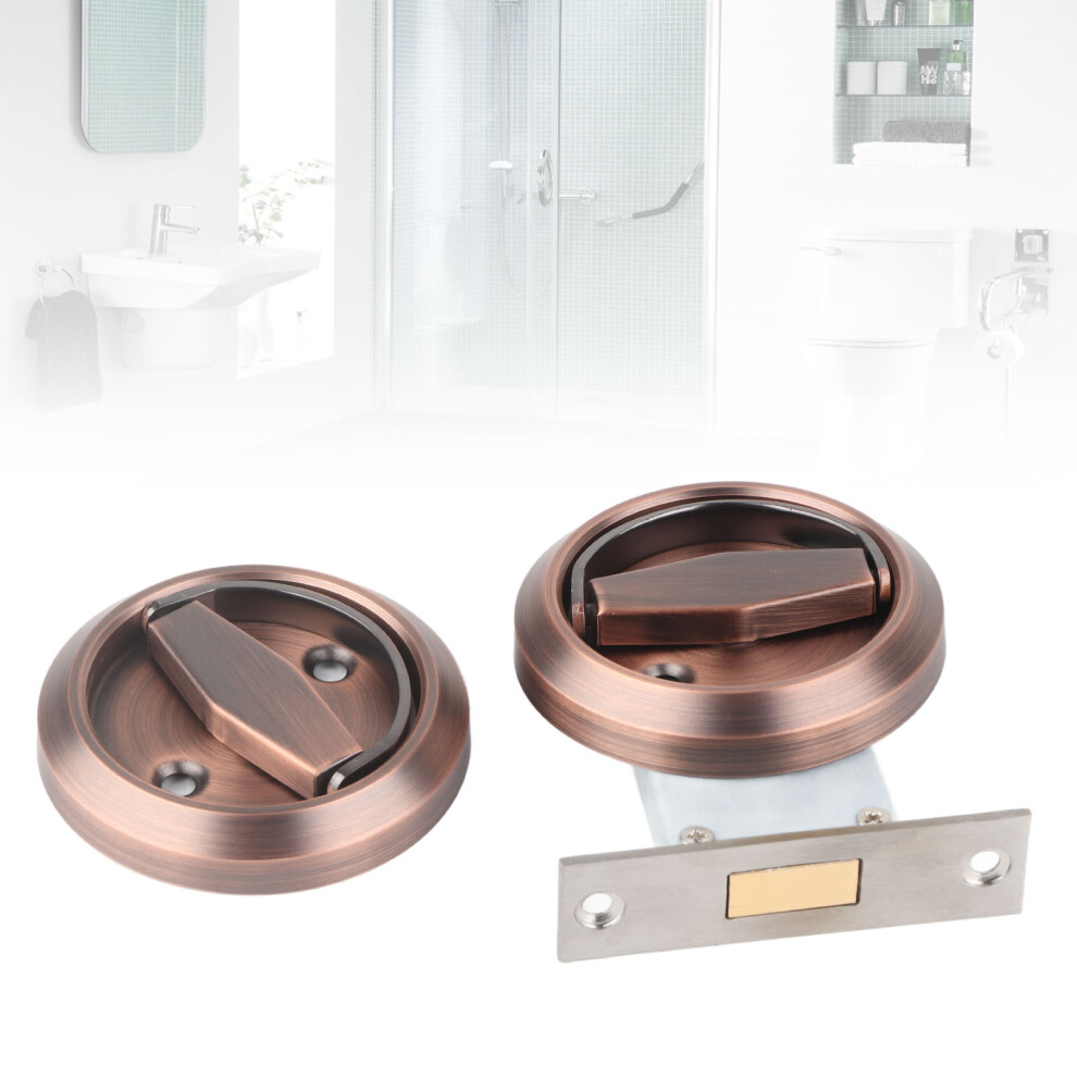 Double-Sided Stainless Steel Bathroom Door Lock With Ring Handle, Red Bronze (78X58x38mm) 5091346339829