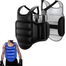 Boxing Chest Guard Adjustable Kickboxing MMA Muay Thai Body Protector Black XL 180-200cm Abdominal Shield for Training