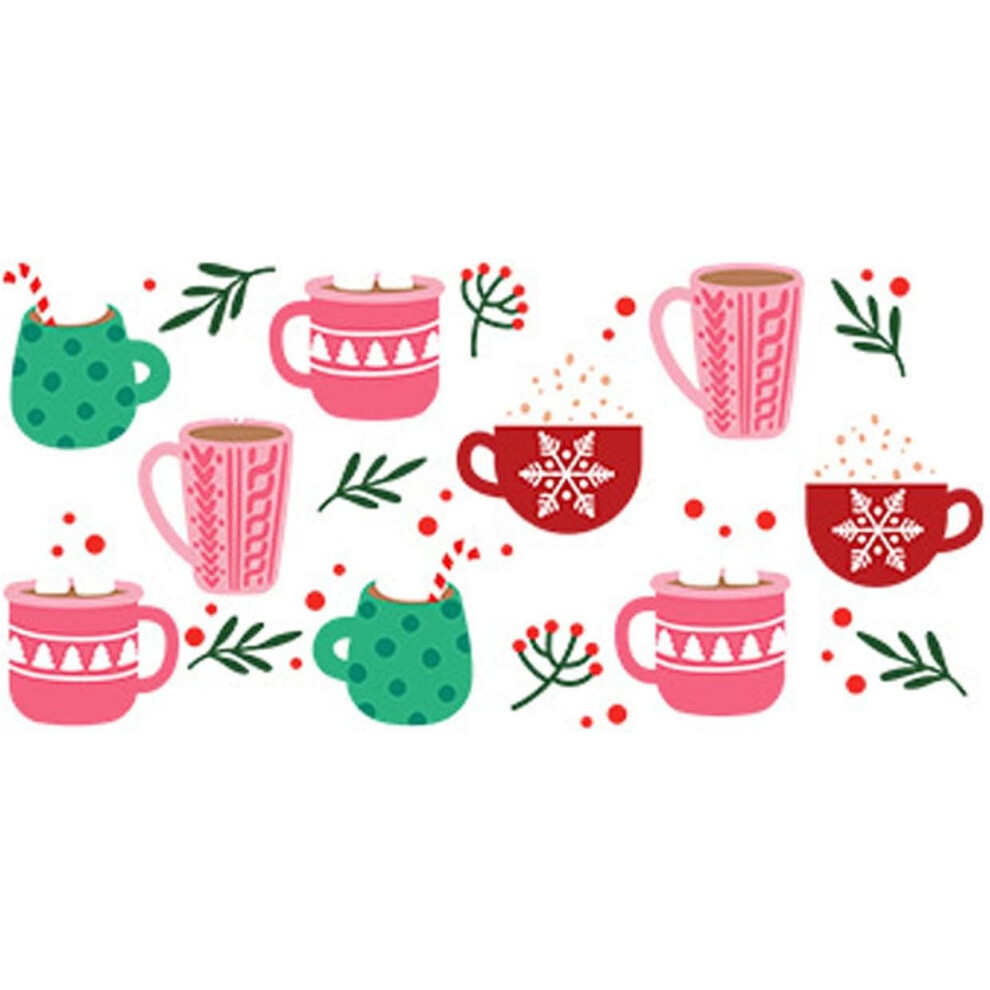 (E) Novelty Festive Christmas Decorations Transfer Sticker Xmas Decorations Transfer Sticker Christmas UVCup Wrap Stickers Decals Transfer Sticker Gla